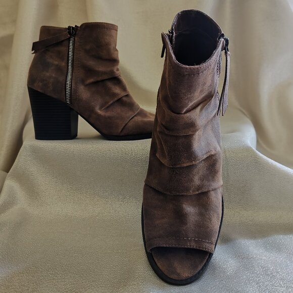 Faux Suede Open-toe Bootie - Picture 2 of 5